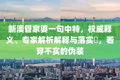 新澳管家婆一句中特，权威释义、专家解析解释与落实​，看穿不实的伪装